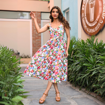 WHITE FLORAL SUMMER DRESS